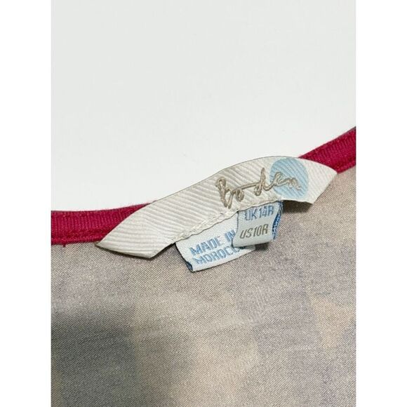 Boden Women's Geometric Print V Neck Ruched Midi Dress Long Sleeve Blue Size 10‎ - Picture 2 of 11